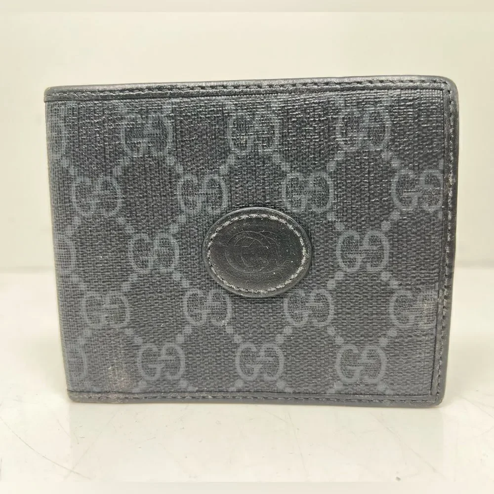 Gucci Men's Leather Grey GG Print Bifold Wallet
